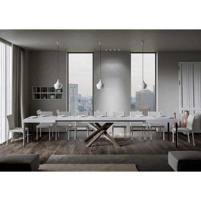 Tavolo allungabile 90x160/420 cm Volantis telaio gambe 4 colori (C) - Bianco Frassino