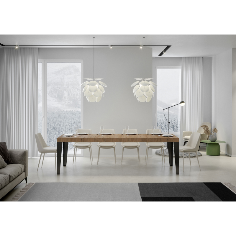 Tavolo allungabile 90x180/284 cm Flame Premium telaio Antracite - Quercia Natura
