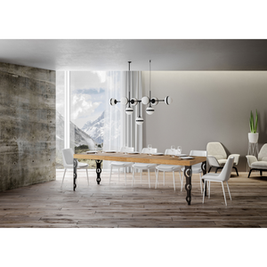 Tavolo allungabile 90x180/284 cm Karamay Premium telaio Antracite - Quercia Natura