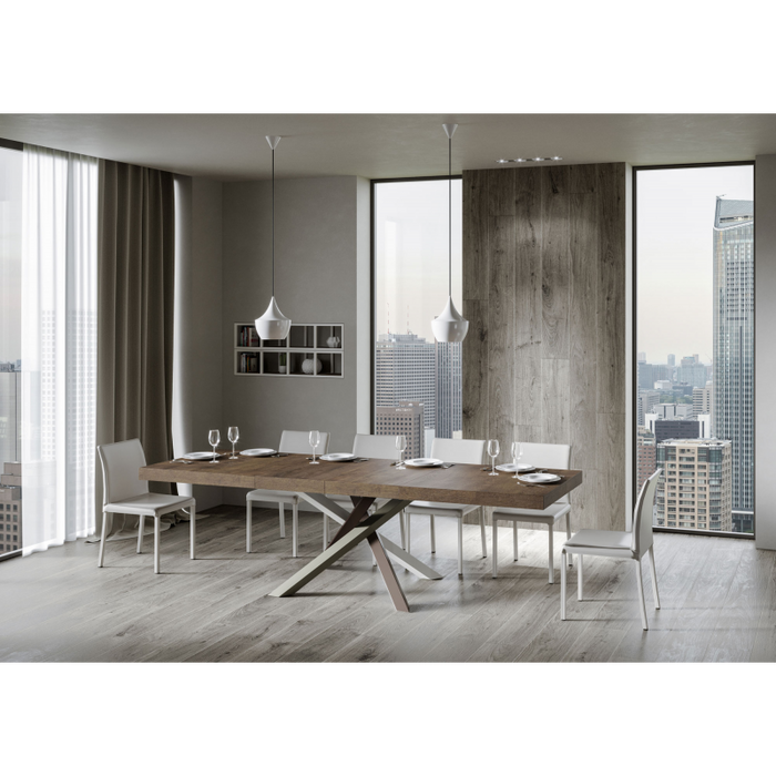 Tavolo allungabile 90x180/284 cm Volantis Premium telaio gambe 4 colori (C) - Noce