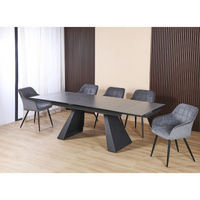 Tavolo allungabile Ariel piano in ceramica e struttura in metallo colore nero