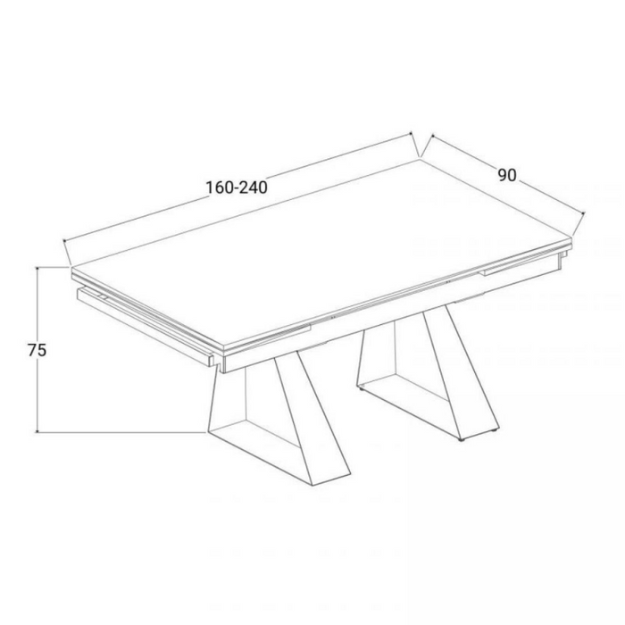 Tavolo allungabile Ariel piano in ceramica e struttura in metallo colore nero