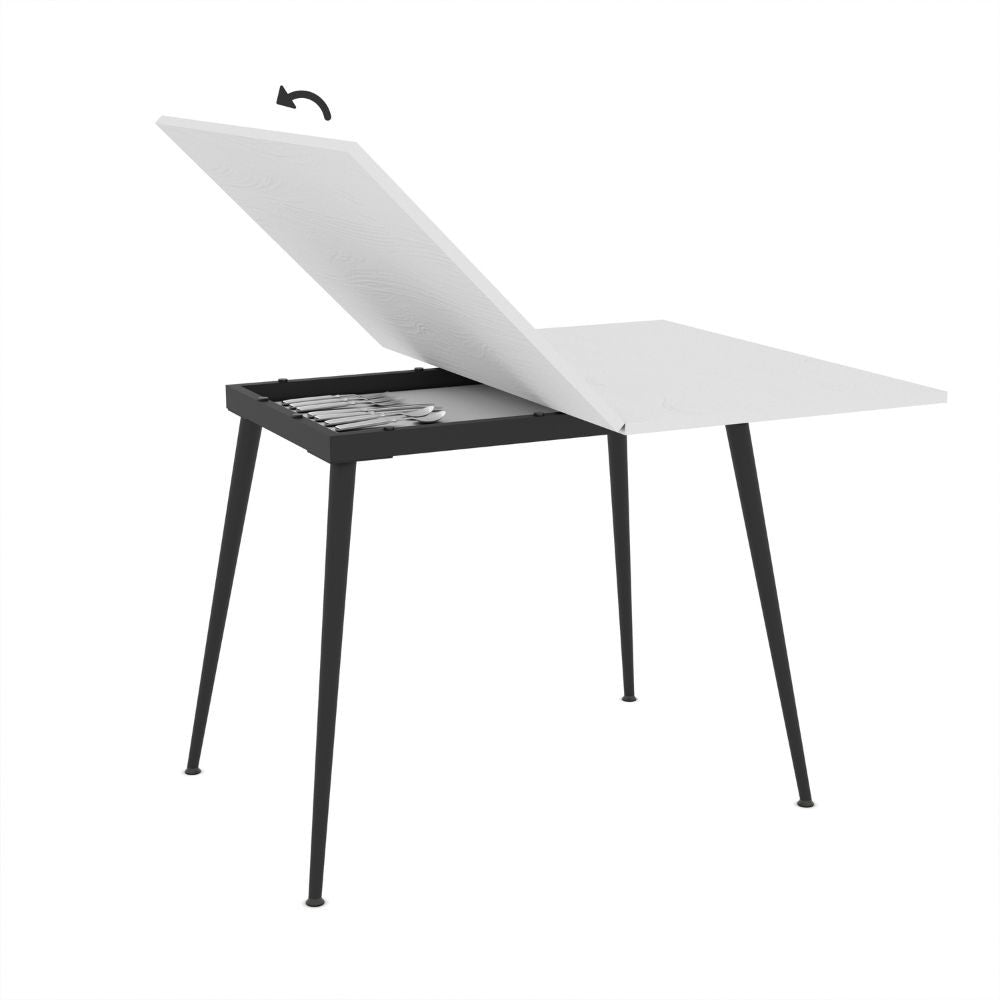 Tavolo allungabile e girevole bianco Lilis 90x60x75H