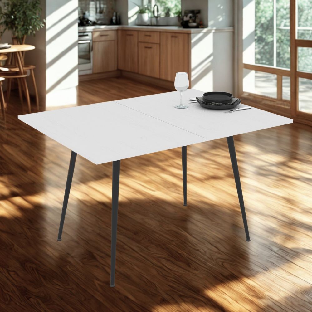 Tavolo allungabile e girevole bianco Lilis 90x60x75H