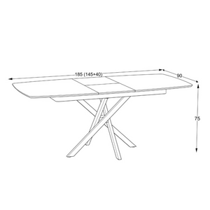 Tavolo allungabile Filis con piano effetto marmo arabesque nero lucido e gambe in metallo nero