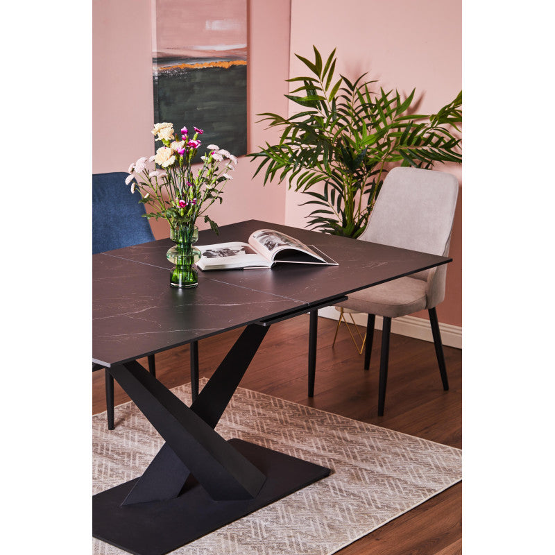 Tavolo Allungabile Oliver 160(200)x90x75 Piano In Ceramica Amica Nero Marmo