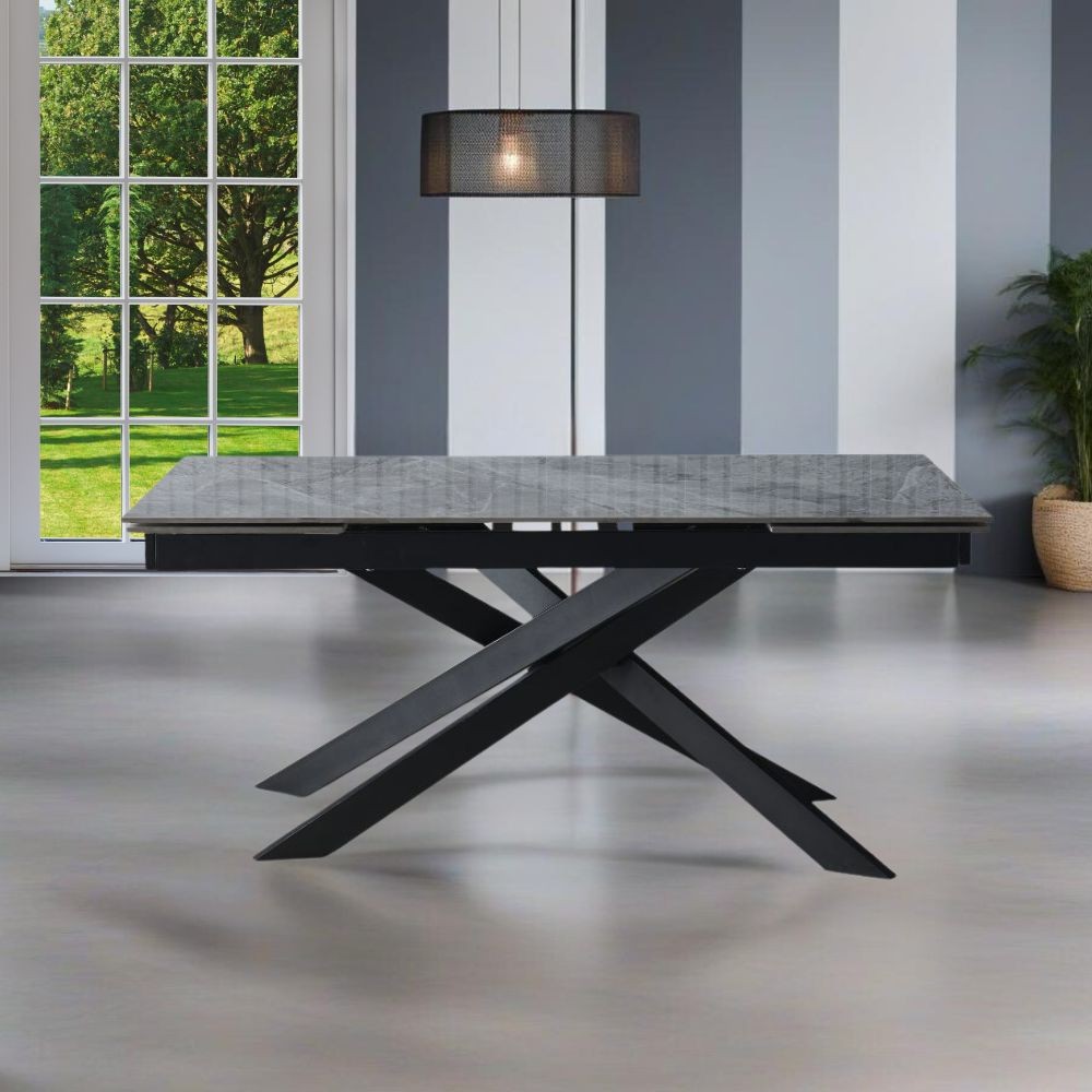 Tavolo allungabile Plato piano ceramica grigio marmoreo italiano 160x90x76h