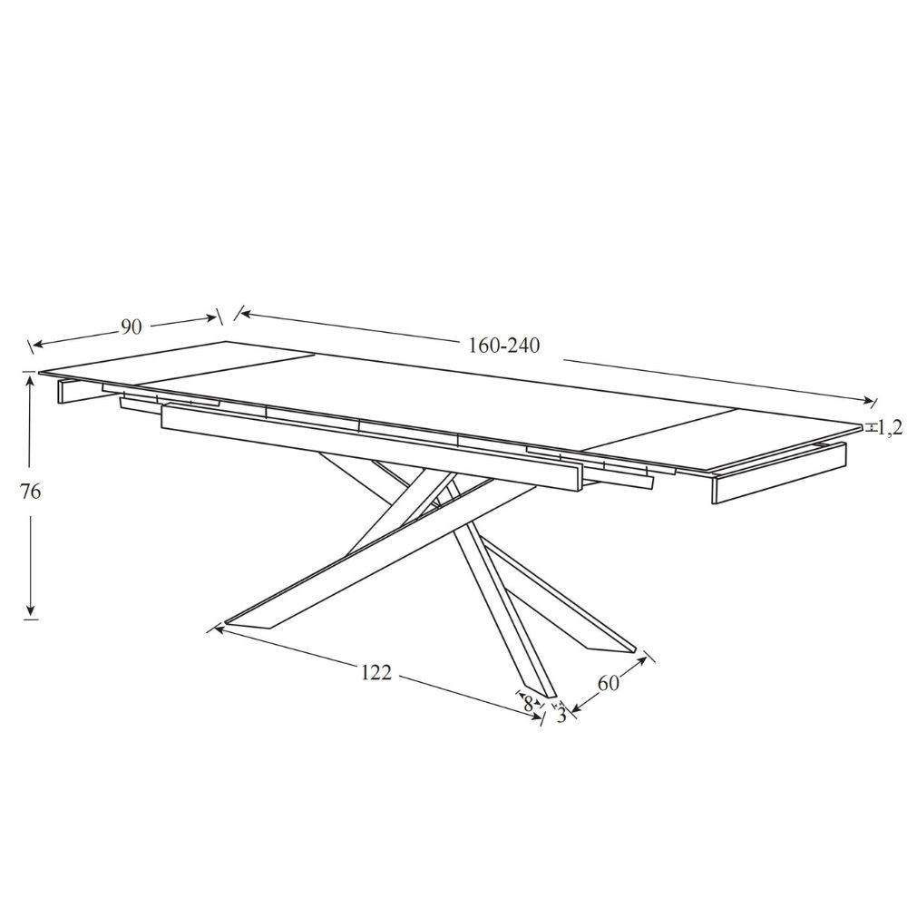 Tavolo allungabile Plato piano ceramica grigio marmoreo italiano 160x90x76h