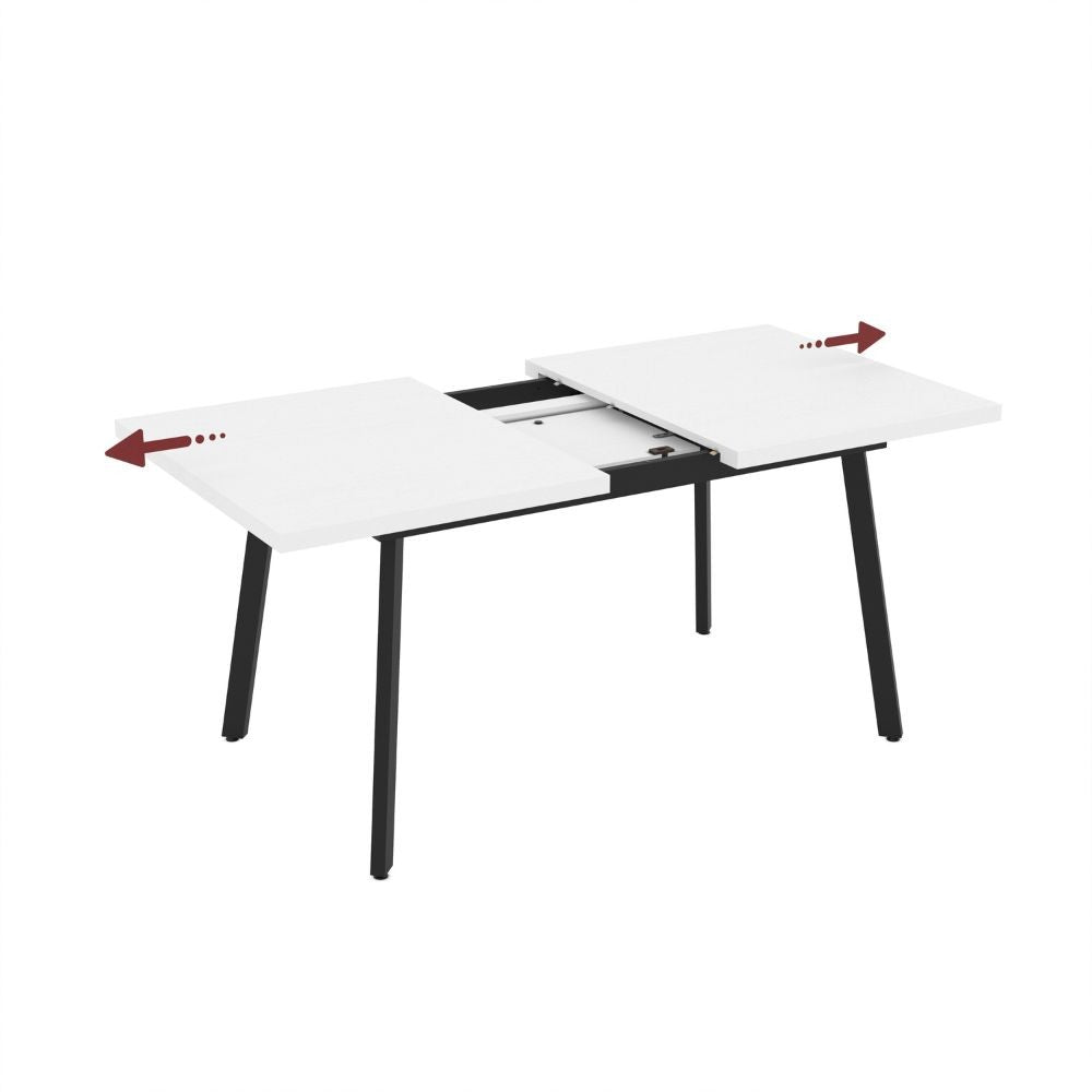 Tavolo allungabile Lini piano bianco frassinato e gambe in metallo nero 138x85x76h
