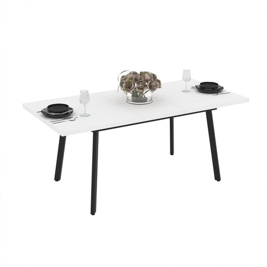 Tavolo allungabile Lini piano bianco frassinato e gambe in metallo nero 138x85x76h