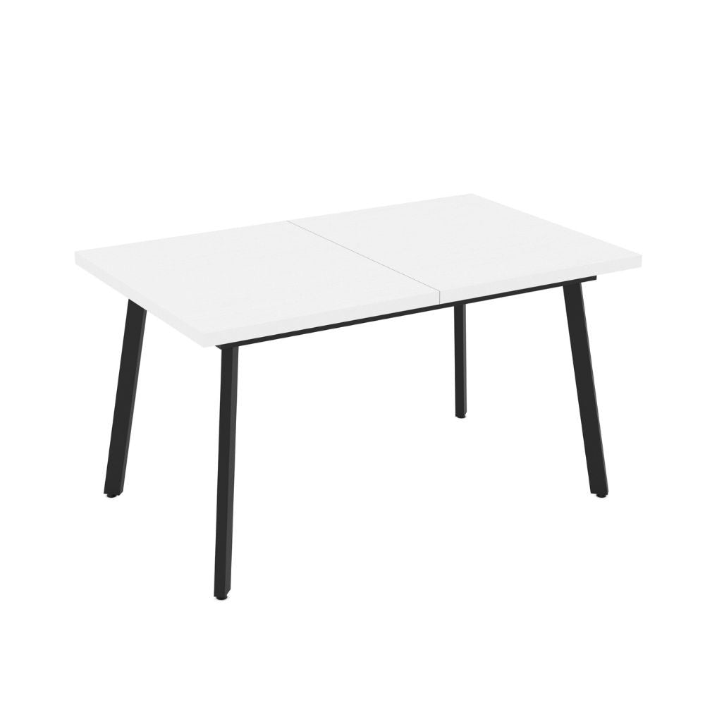 Tavolo allungabile Lini piano bianco frassinato e gambe in metallo nero 138x85x76h