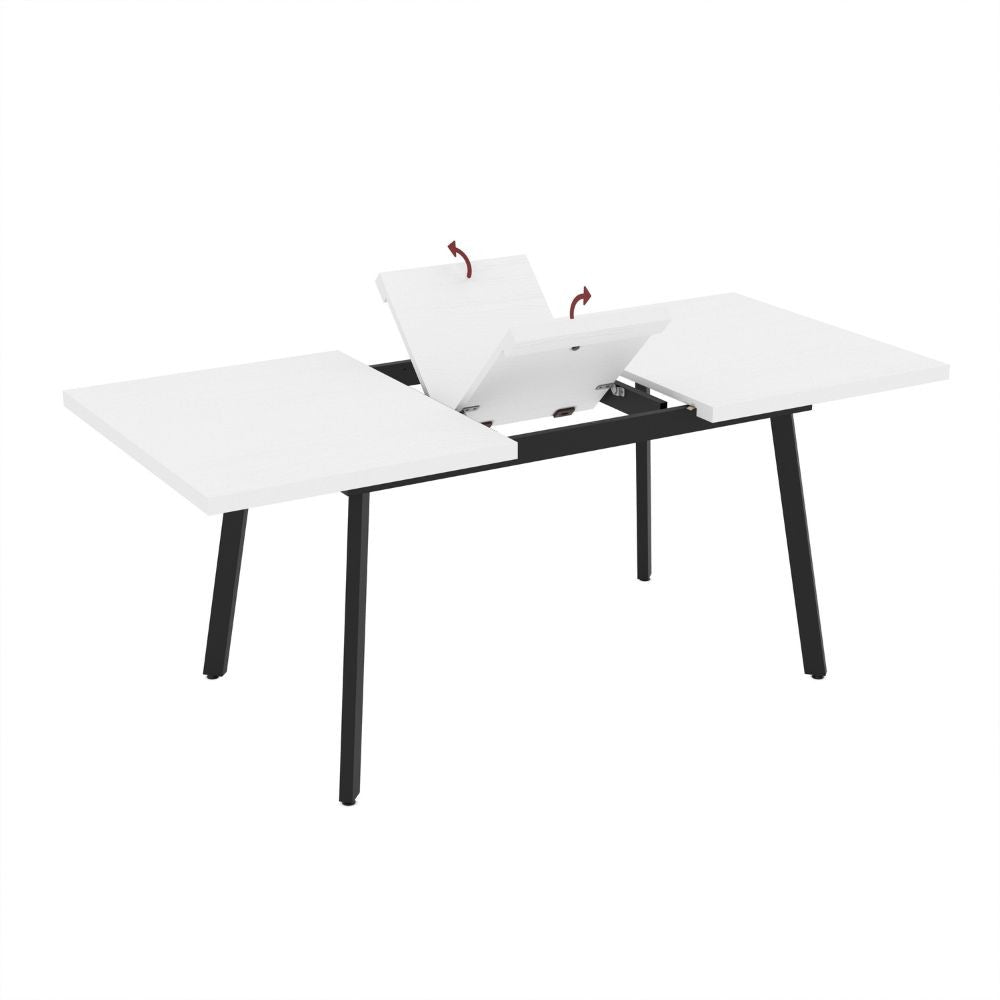 Tavolo allungabile Lini piano bianco frassinato e gambe in metallo nero 138x85x76h