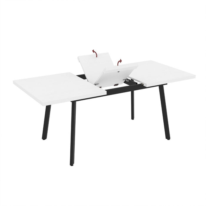 Tavolo allungabile Lini piano bianco frassinato e gambe in metallo nero 138x85x76h