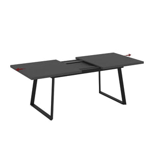 Tavolo allungabile Lavinya piano ossido e gambe in metallo nero 170x90x75h