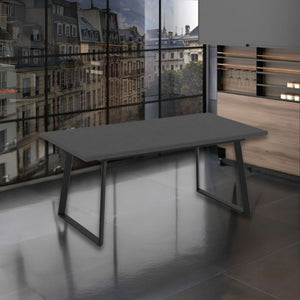 Tavolo allungabile Lavinya piano ossido e gambe in metallo nero 170x90x75h