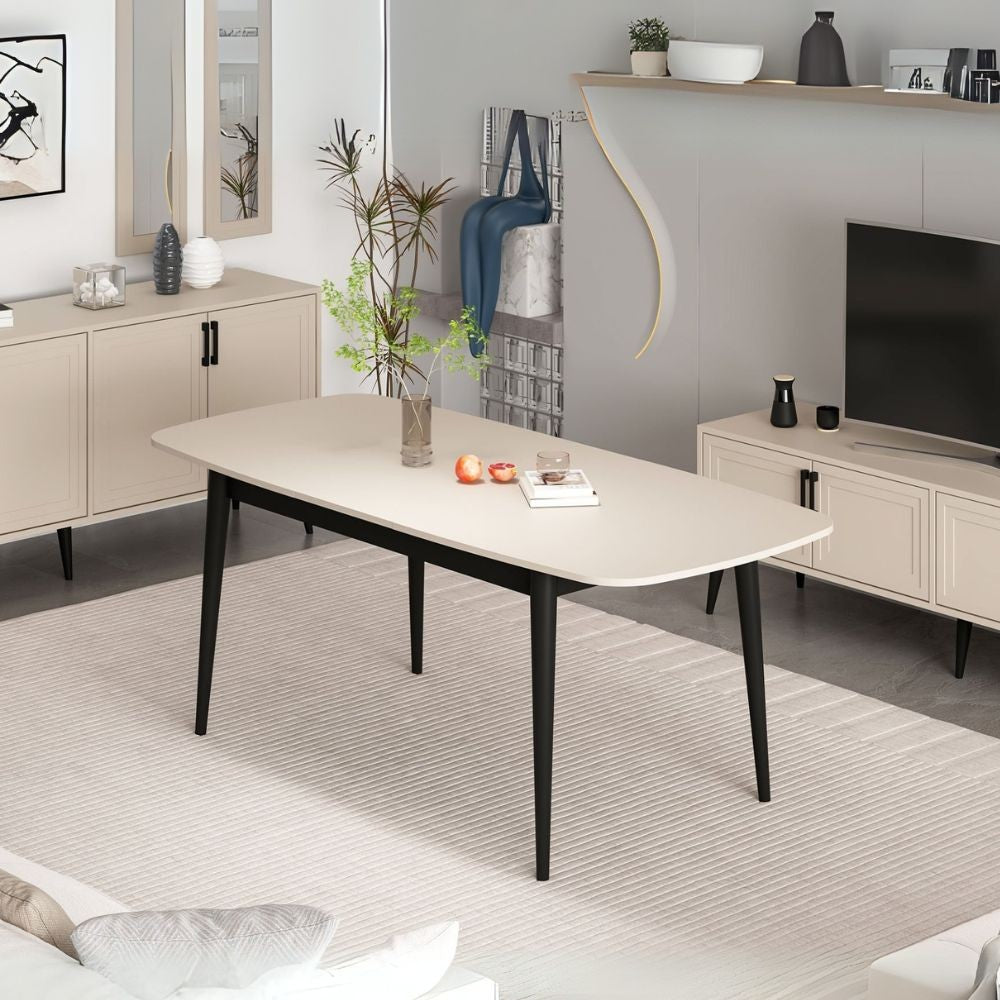 Tavolo allungabile Prime top cashmere e gambe nere 160x90x77H