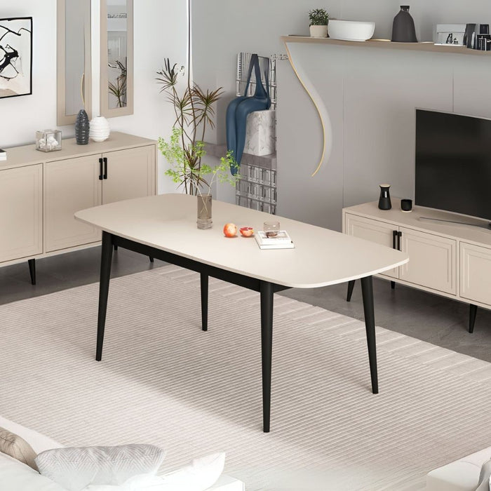 Tavolo allungabile Prime top cashmere e gambe nere 160x90x77H