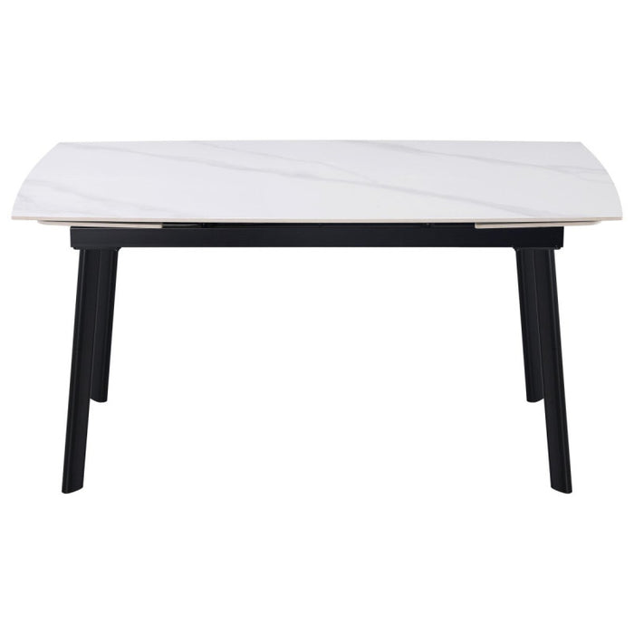 Tavolo Allungabile Quincy 150(210)x85x75cm Top Ceramica Amica Bianco Marmo Lucido