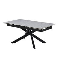 Tavolo allungabile Trivia con piano in ceramica larice beige e gambe in metallo nero 160x90x75.5H