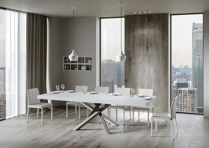 Tavolo allungabile 130/390x90 cm Volantis Premium bianco frassino gambe multicolore 4/C