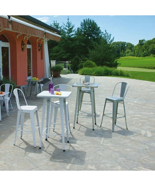 Tavolo alto MOIA in lamiera galvanizzata grigio