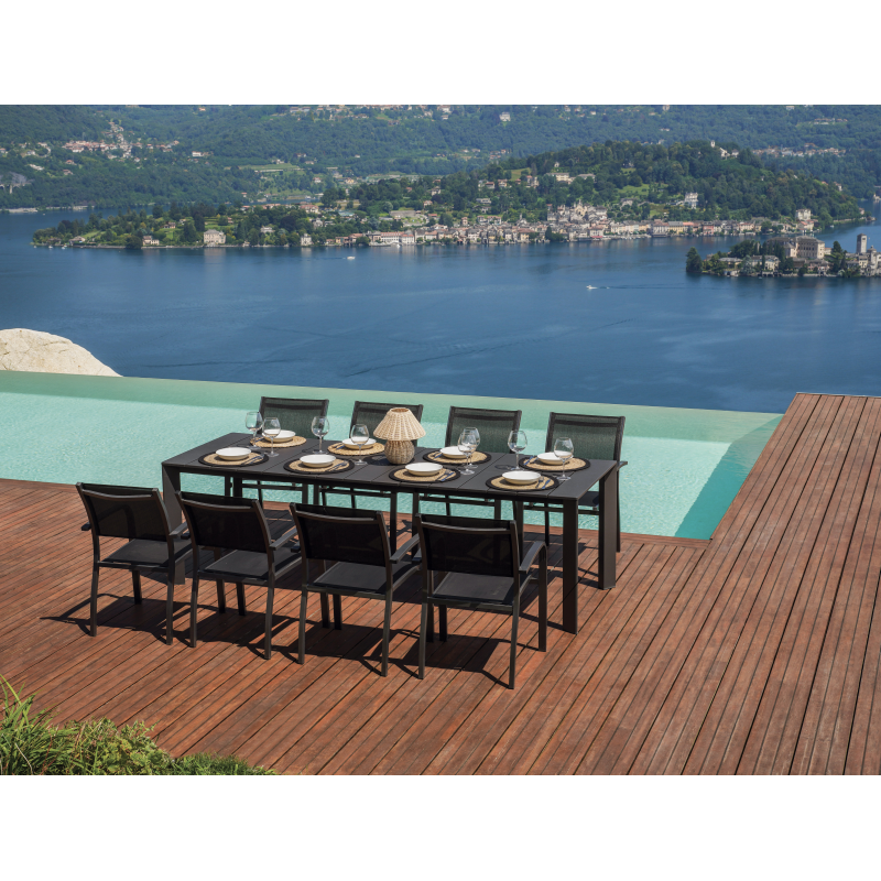 Tavolo Anzio Allungabile 165/250 X 90 Cm - Allungo Con Gambe Scorrevoli - Antracite Moia