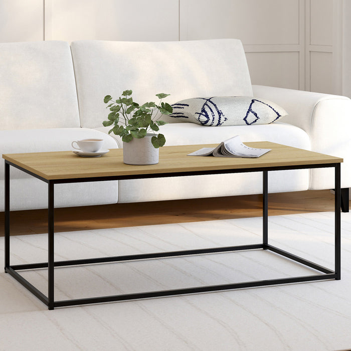 IDMarket - Tavolo basso DETROIT 113 cm design industriale legno e metallo nero