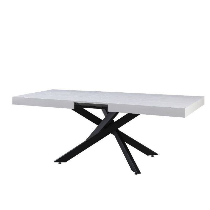 Tavolo Belinda allungabile piano colore bianco effetto poro e struttura colore nero