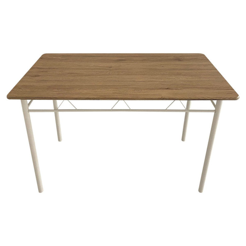 Tavolo Cecilia In Mdf Naturale E Metallo Bianco Dimensione 120x70x74cm