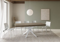 Tavolo allungabile 90/194x90 cm Clerk Premium tortora gambe bianche