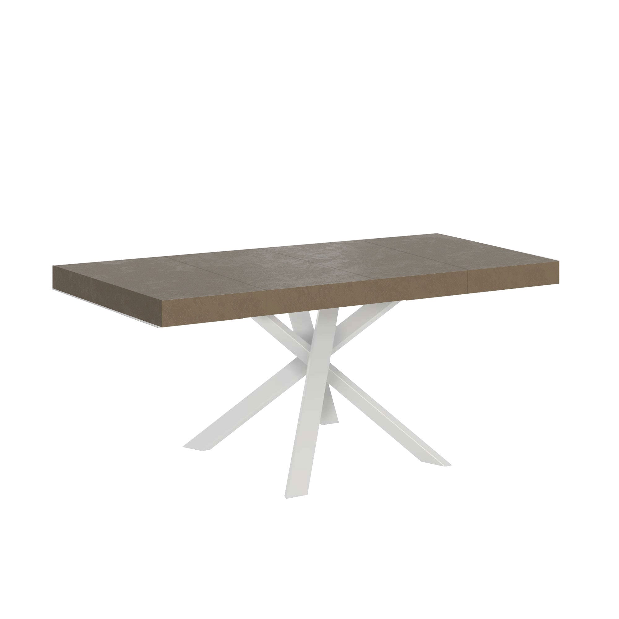 Tavolo allungabile 90/194x90 cm Clerk Premium tortora gambe bianche