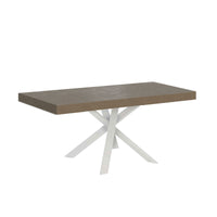 Tavolo allungabile 90/194x90 cm Clerk Premium tortora gambe bianche