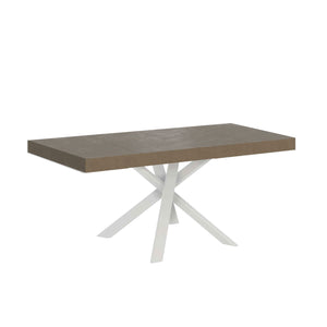 Tavolo allungabile 90/194x90 cm Clerk Premium tortora gambe bianche
