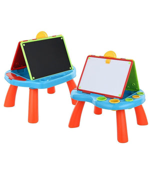 Tavolo Con Doppia Lavagna Per Bambini Scomparti Porta Accessori Puzzle E Gessi         