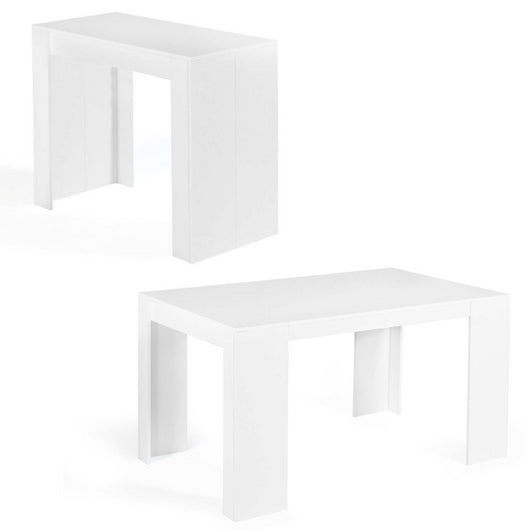 IDMarket - Tavolo consolle estensibile per 6 persone 140 cm in legno bianco ORLANDO