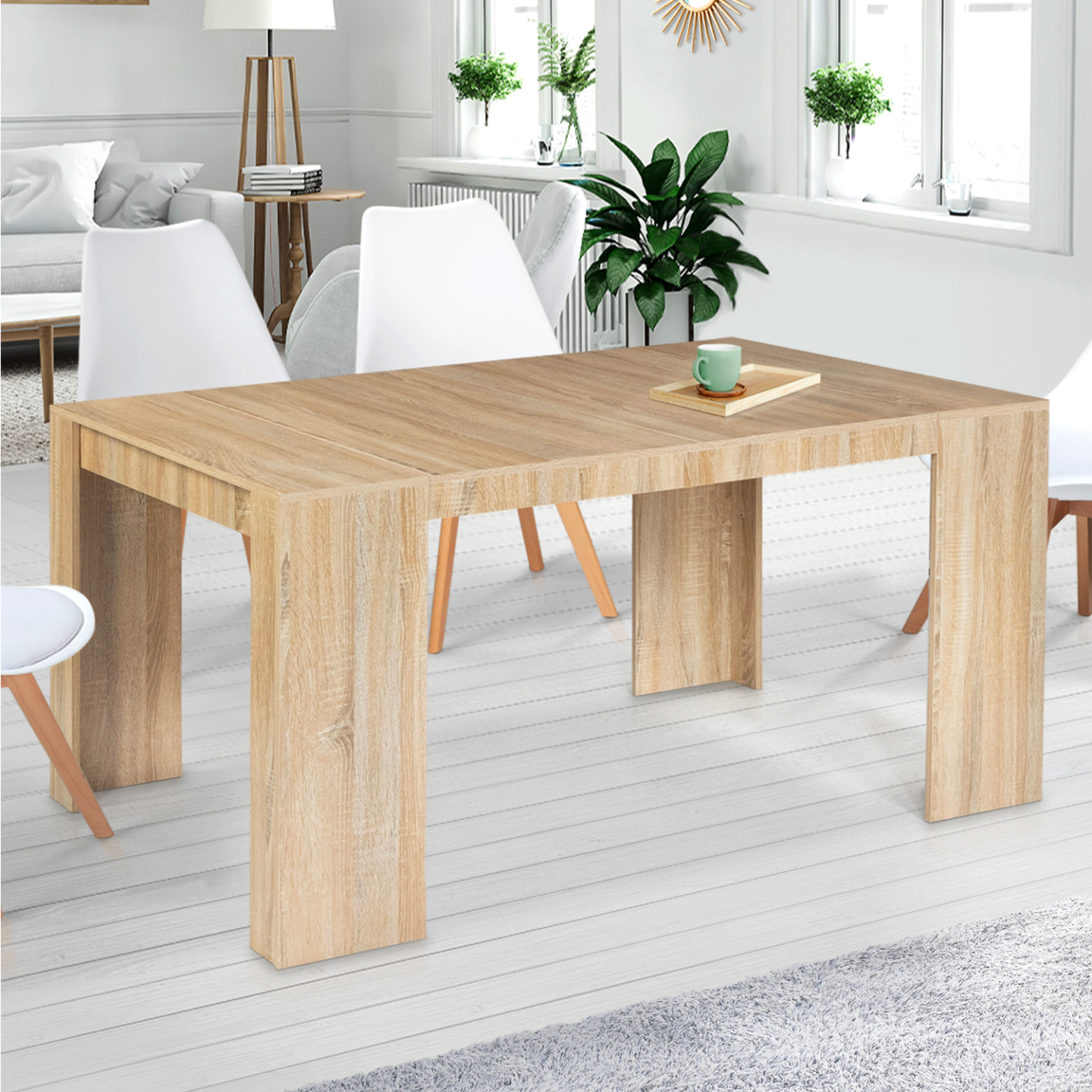 IDMarket - Tavolo consolle estensibile per 6 persone 140 cm in legno di faggio ORLANDO