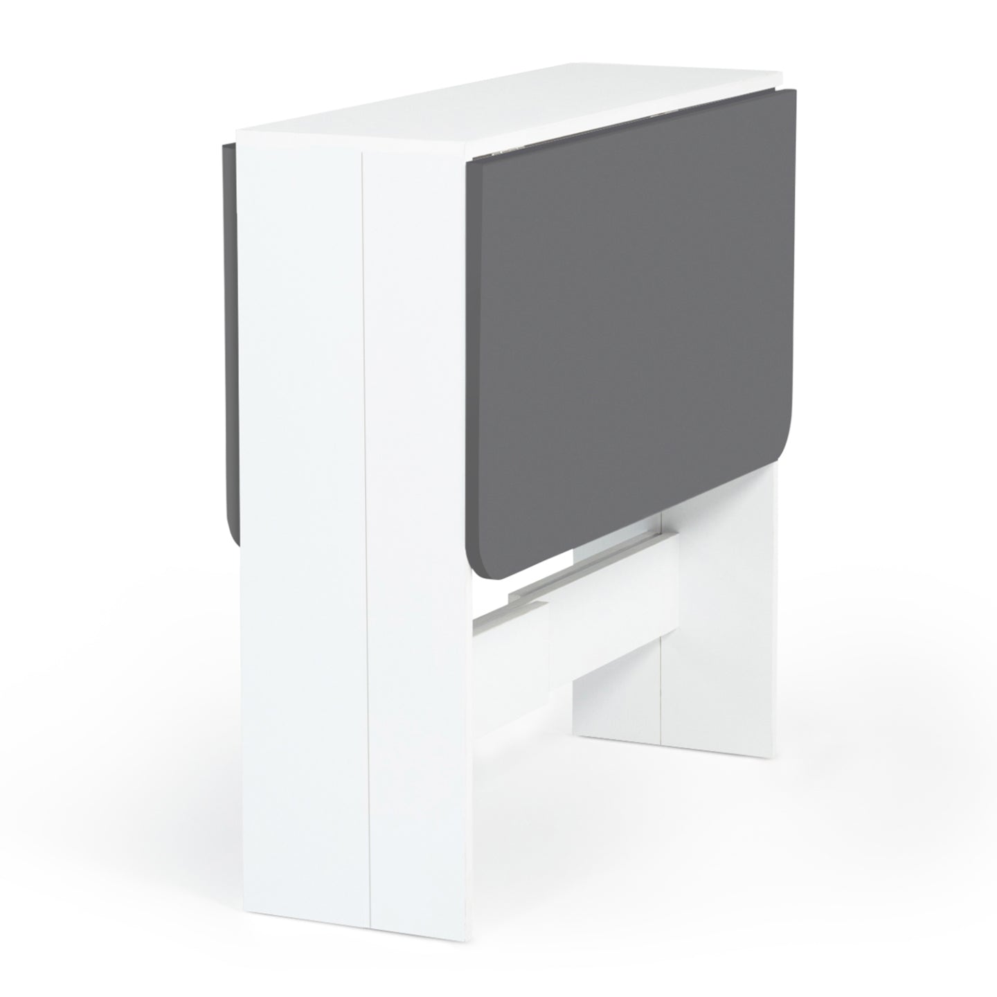 IDMarket - Tavolo consolle pieghevole EDI 2-4 persone legno piano bianco grigio
