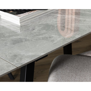 Tavolo Cooper 120(180)x80x76cm Top Ceramica Amica Grigio Marmorizzato Lucido