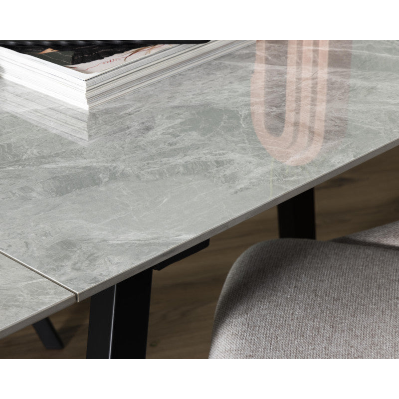 Tavolo Cooper 120(180)x80x76cm Top Ceramica Amica Grigio Marmorizzato Lucido