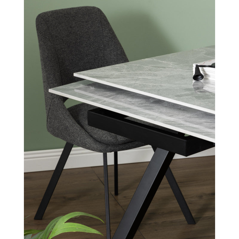 Tavolo Cooper 120(180)x80x76cm Top Ceramica Amica Grigio Marmorizzato Lucido