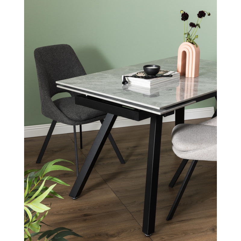 Tavolo Cooper 120(180)x80x76cm Top Ceramica Amica Grigio Marmorizzato Lucido