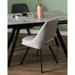 Tavolo Cooper 120(180)x80x76cm Top Ceramica Amica Grigio Marmorizzato Lucido