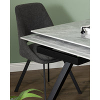 Tavolo Cooper 120(180)x80x76cm Top Ceramica Amica Grigio Marmorizzato Lucido