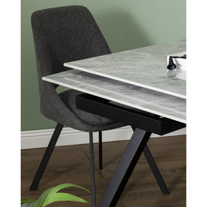 Tavolo Cooper 120(180)x80x76cm Top Ceramica Amica Grigio Marmorizzato Lucido