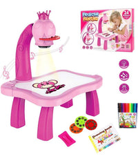 Tavolo Da Disegno Per Bambine Con Proiettore Led Lavagna Educativa Giocattolo         