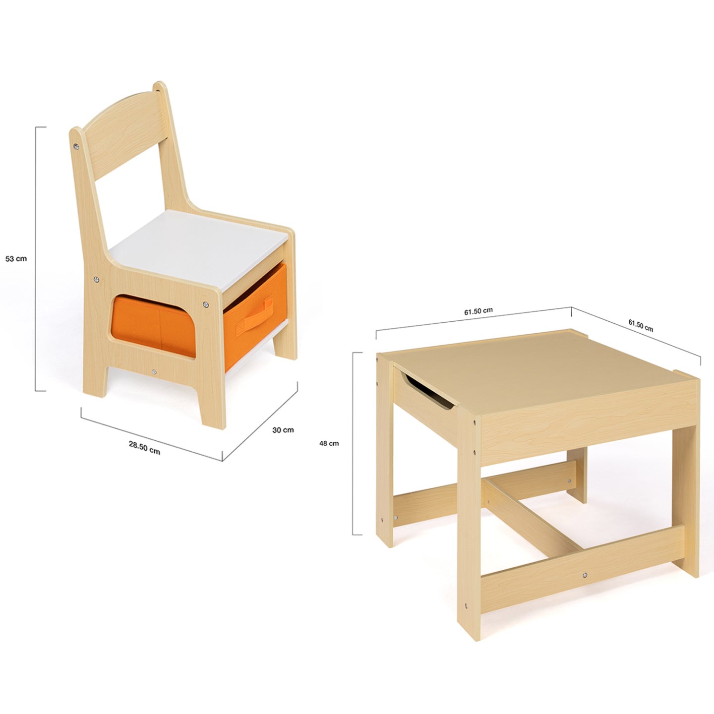 IDMarket - Tavolo da disegno reversibile + 2 sedie GABRIEL con vassoio in faggio