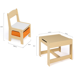 IDMarket - Tavolo da disegno reversibile + 2 sedie GABRIEL con vassoio in faggio