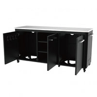 Tavolo da esterno con 3 ante e 6 ruote in acciaio inox per cucinare all'esterno Cozze by Ezooza