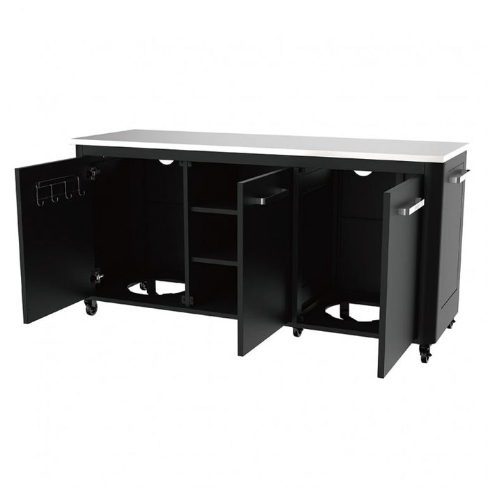 Tavolo da esterno con 3 ante e 6 ruote in acciaio inox per cucinare all'esterno Cozze by Ezooza