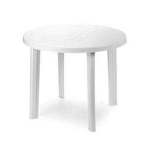 Trade Shop - Tavolo Da Giardino Bianco Rotondo In Plastica 90x72cm Resistente Arredo Esterno 008942 -